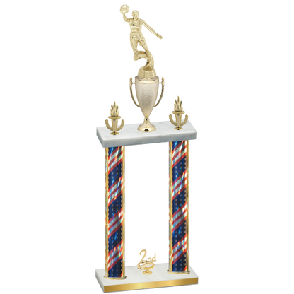Double Flag USA Second Place Basketball Trophy