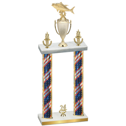 Double Flag USA Year Fishing Trophy
