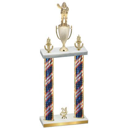 Double Flag USA Year Holiday Trophy