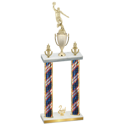 Double Flag USA Second Place Basketball Trophy