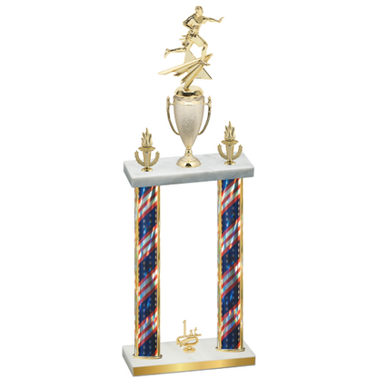 Double Flag USA First Place Flag Football Trophy