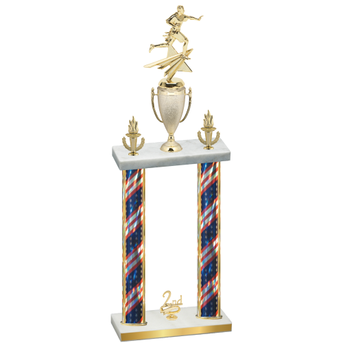 Double Flag USA Second Place Flag Football Trophy