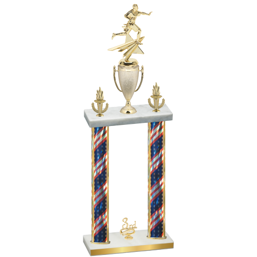Double Flag USA Third Place Flag Football Trophy