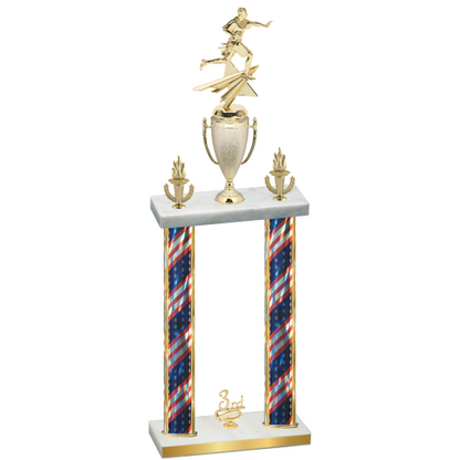 Double Flag USA Third Place Flag Football Trophy