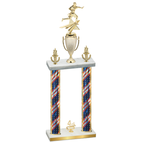 Double Flag USA Fourth Place Flag Football Trophy