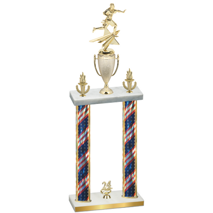 Double Flag USA Year Flag Football Trophy