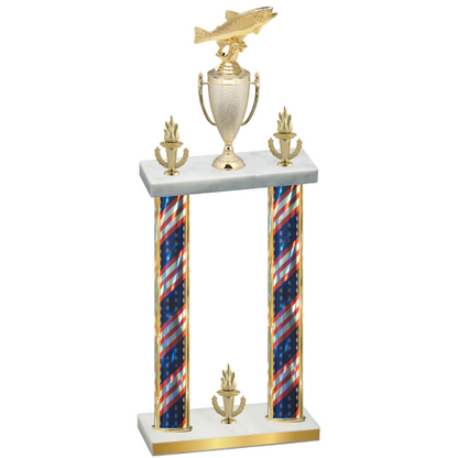 Double Flag USA Victory Fishing Trophy