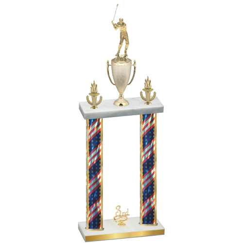 Double Flag USA Third Place Golf Trophy