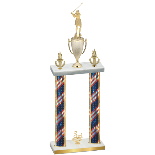 Double Flag USA Third Place Golf Trophy