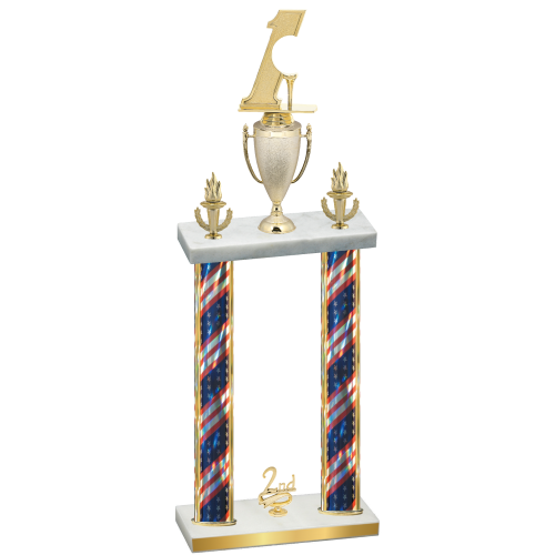 Double Flag USA Second Place Golf Trophy