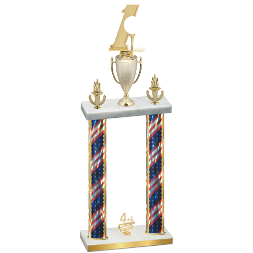 Double Flag USA Fourth Place Golf Trophy