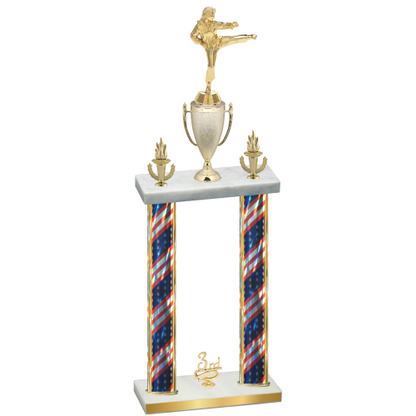 Double Flag USA Third Place Karate Trophy