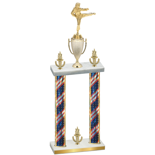 Double Flag USA Victory Karate Trophy