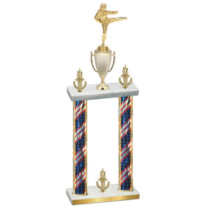 Double Flag USA Victory Karate Trophy