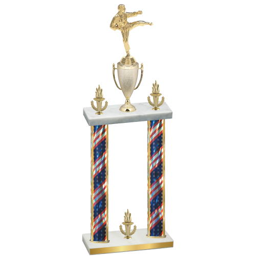 Double Flag USA Victory Karate Trophy