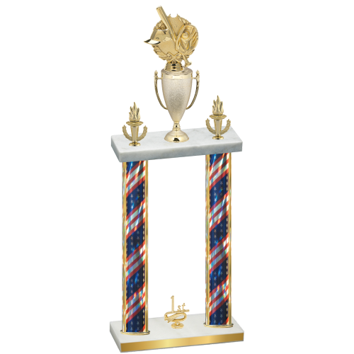 Double Flag USA First Place Baseball Trophy