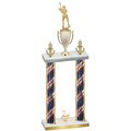 Double Flag USA Second Place Baseball Trophy