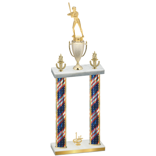 Double Flag USA First Place Softball Trophy
