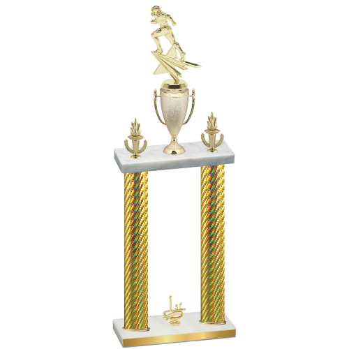 Double Gold Carbon Fiber First Place Football Trophy