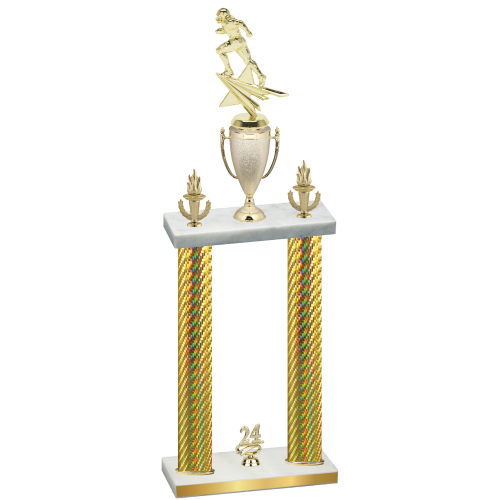 Double Gold Carbon Fiber Year Football Trophy