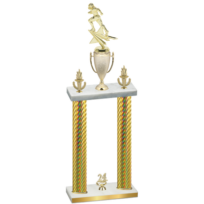 Double Gold Carbon Fiber Year Football Trophy