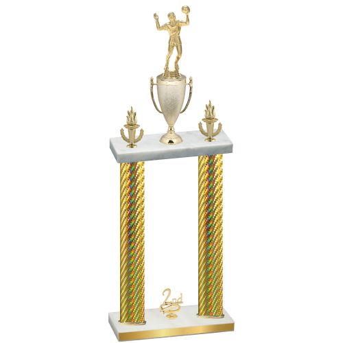 Double Gold Carbon Fiber Second Place Volleyball Trophy