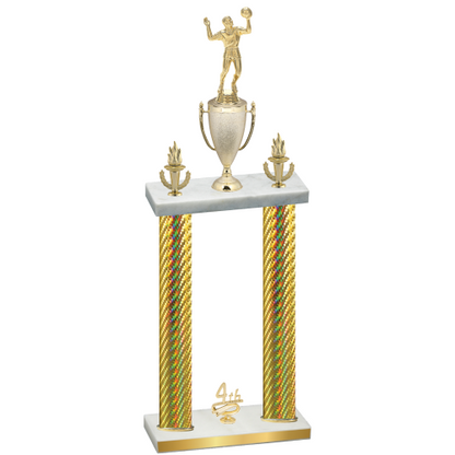 Double Gold Carbon Fiber Fourth Place Volleyball Trophy