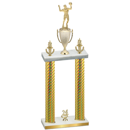Double Gold Carbon Fiber Year Volleyball Trophy