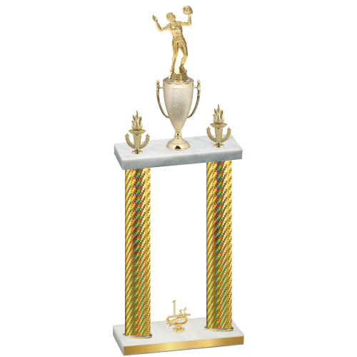 Double Gold Carbon Fiber First Place Volleyball Trophy