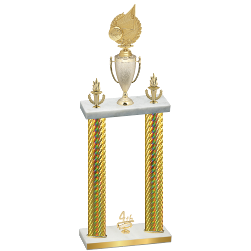 Double Gold Carbon Fiber Fourth Place Volleyball Trophy