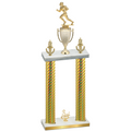 Double Gold Carbon Fiber Third Place Football Trophy