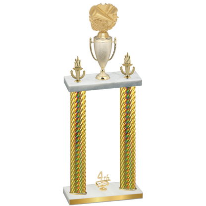 Double Gold Carbon Fiber Fourth Place Cheerleading Trophy