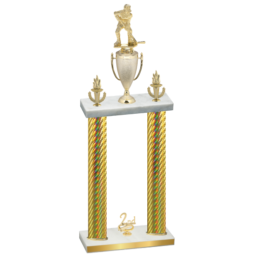 Double Gold Carbon Fiber Second Place Hockey Trophy