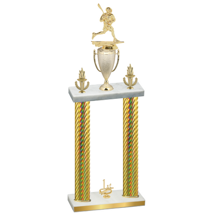 Double Gold Carbon Fiber First Place Lacrosse Trophy