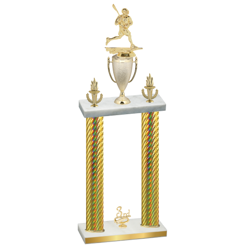 Double Gold Carbon Fiber Third Place Lacrosse Trophy