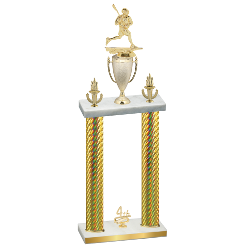 Double Gold Carbon Fiber Fourth Place Lacrosse Trophy