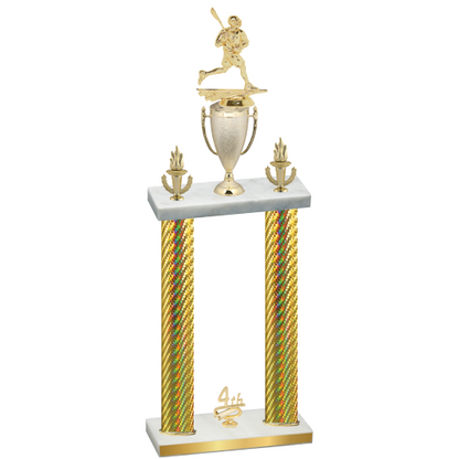 Double Gold Carbon Fiber Fourth Place Lacrosse Trophy