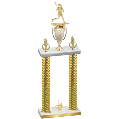 Double Gold Carbon Fiber First Place Lacrosse Trophy