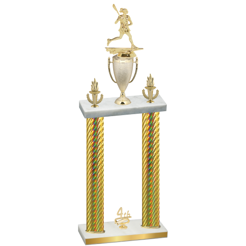 Double Gold Carbon Fiber Fourth Place Lacrosse Trophy