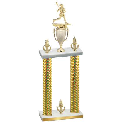 Double Gold Carbon Fiber Victory Lacrosse Trophy