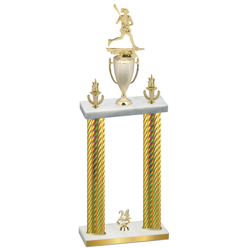 Double Gold Carbon Fiber Year Lacrosse Trophy