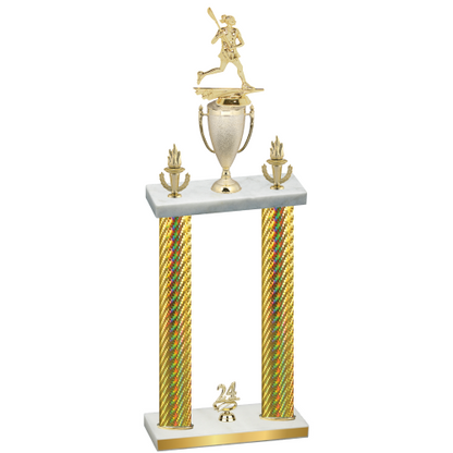 Double Gold Carbon Fiber Year Lacrosse Trophy