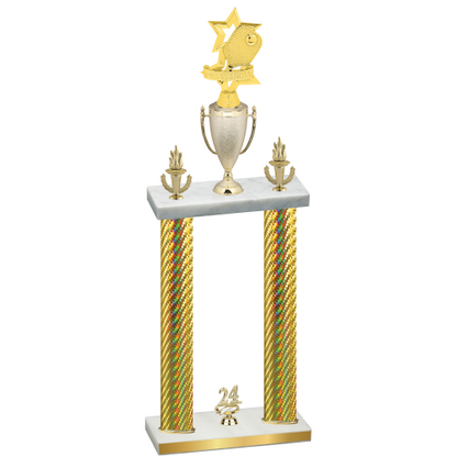 Double Gold Carbon Fiber Year Pickleball Trophy
