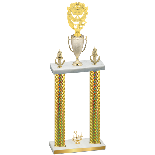 Double Gold Carbon Fiber Third Place Pickleball Trophy