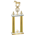 Double Gold Carbon Fiber Third Place Horses Trophy