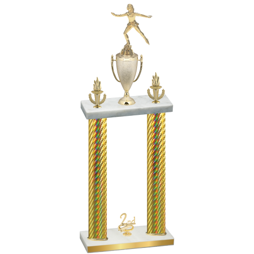 Double Gold Carbon Fiber Second Place Skater Trophy