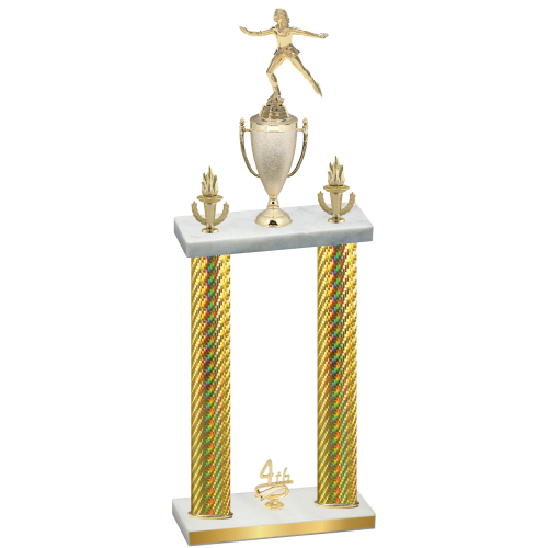 Double Gold Carbon Fiber Fourth Place Skater Trophy