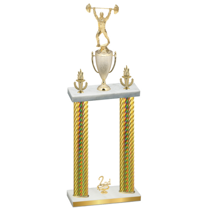 Double Gold Carbon Fiber Second Place Weights Trophy