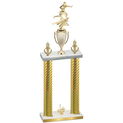 Double Gold Carbon Fiber First Place Flag Football Trophy