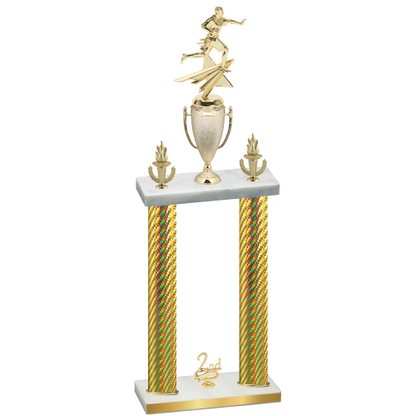 Double Gold Carbon Fiber Second Place Flag Football Trophy